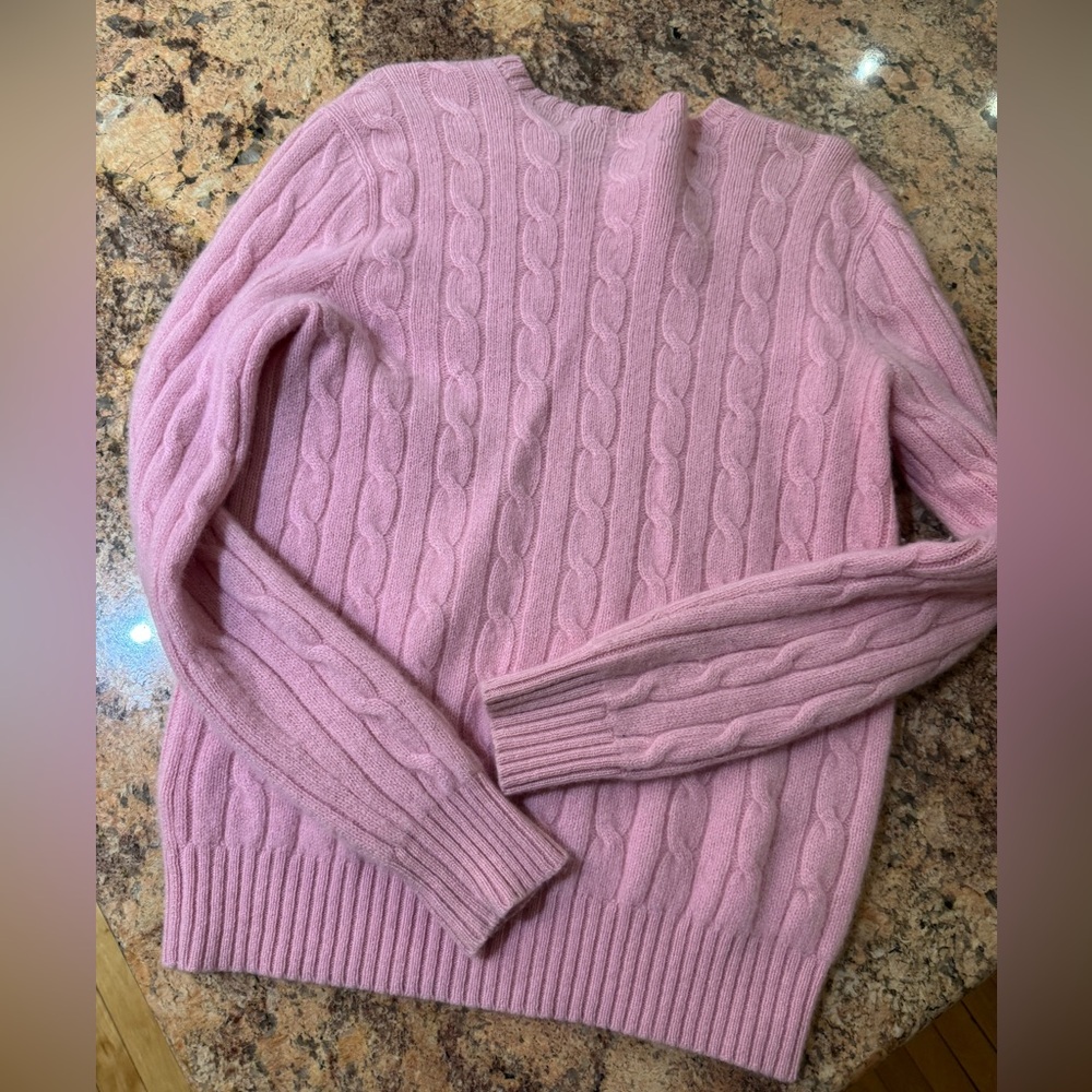 Polo by Ralph Lauren Pink Cable Knit Crewneck Sweater Large - Picture 4 of 10